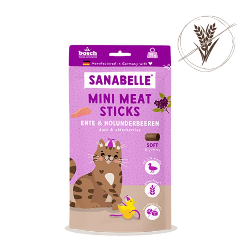Лакомство Sanabelle "Мини-мясные палочки Утка с бузиной" (55 гр)