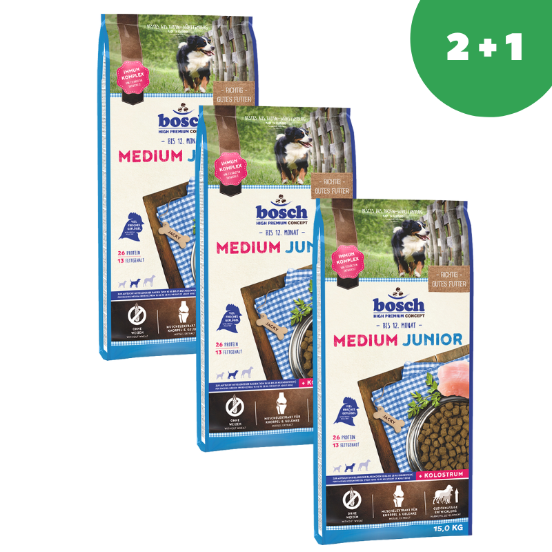 Bosch Medium Junior для щенков средних пород до года 15кг* 3шт
