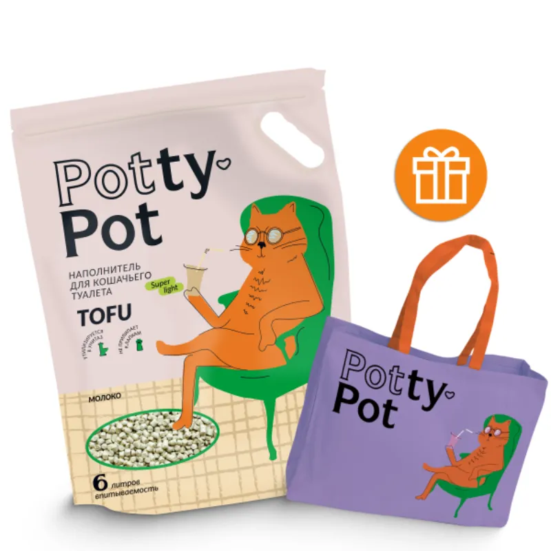 Potty-pot Супер лайт Молоко наполнитель ТОФУ 1.6кг(6л)