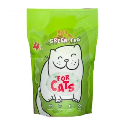 FOR CATS, силикагелевый наполнитель с ароматом зеленого чая